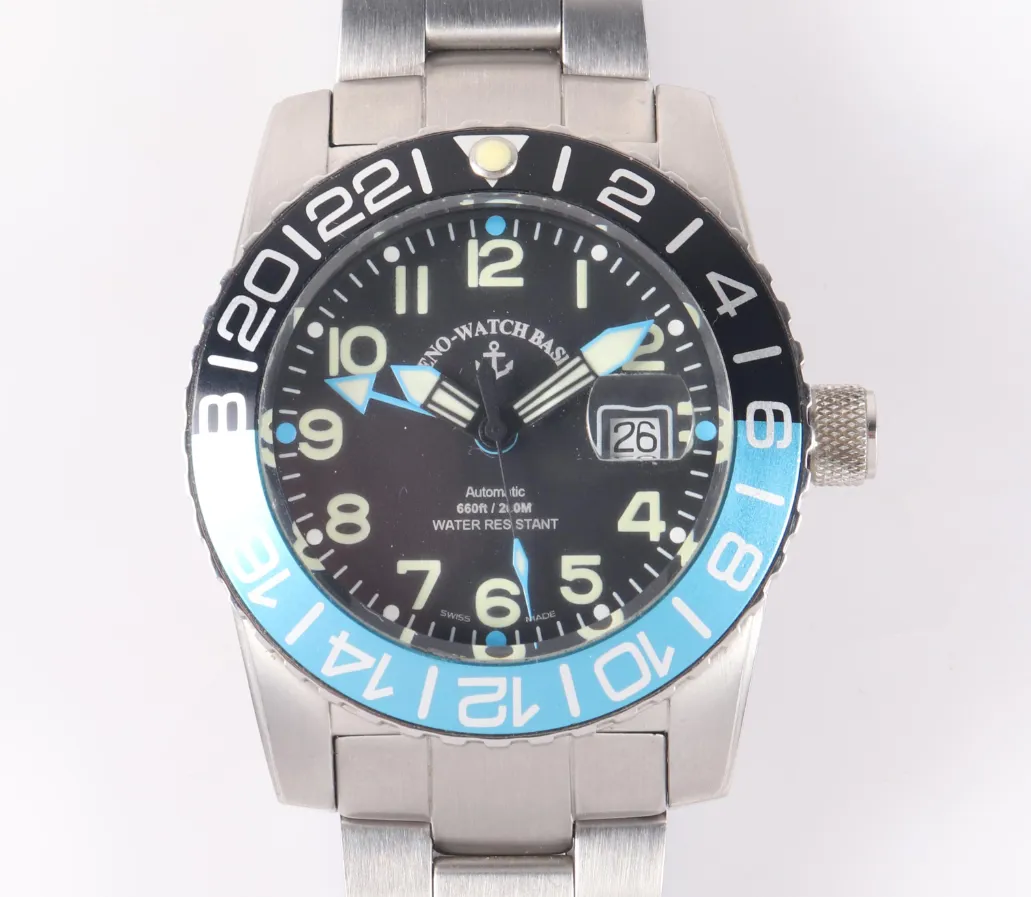 Zeno-Watch Basel Airplane Diver 6349GMT-3-A15 Stainless steel Black United  States | Dealer | EveryWatch