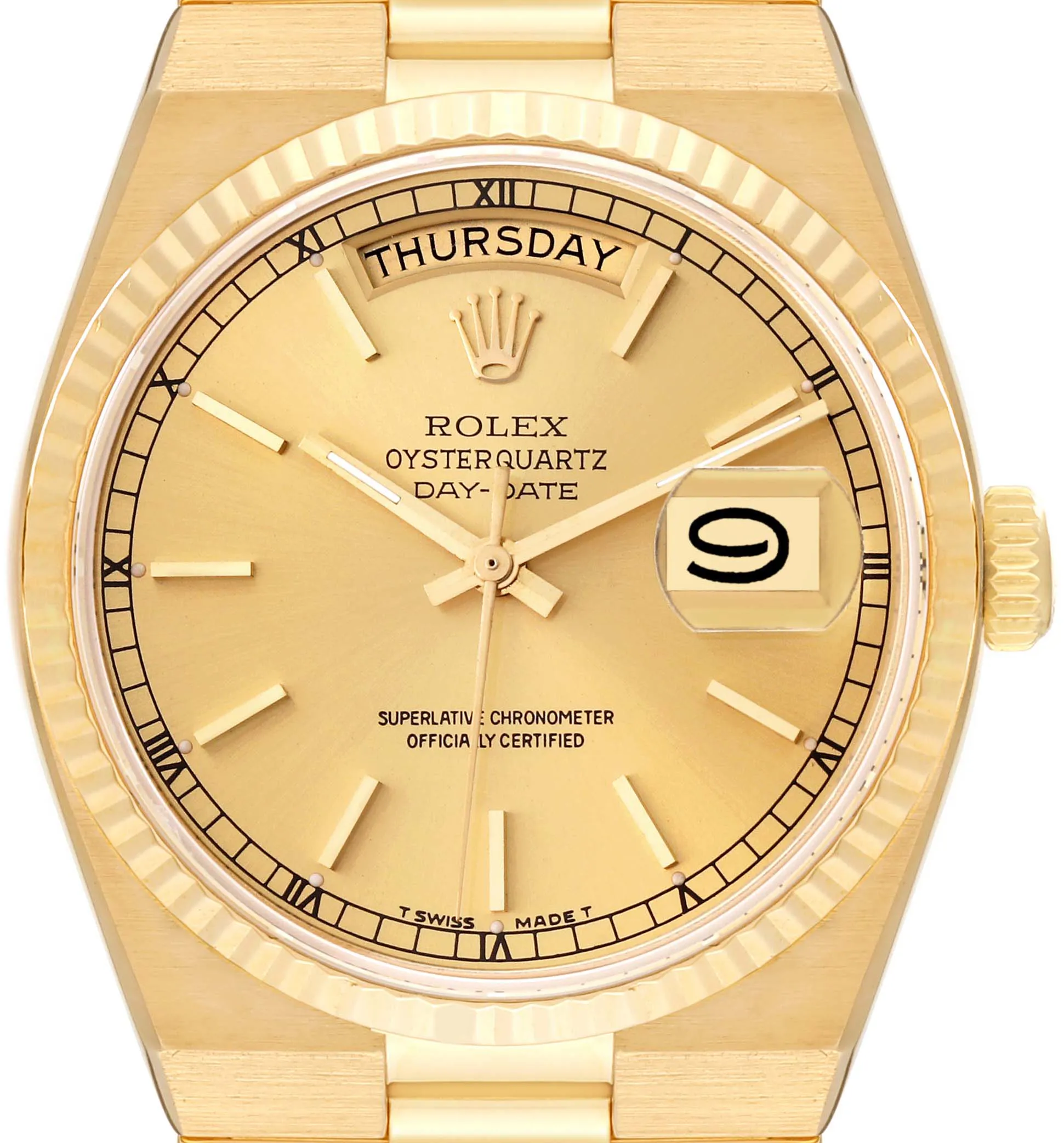 Rolex Day-Date Oysterquartz 19018 36mm Yellow gold Champagne