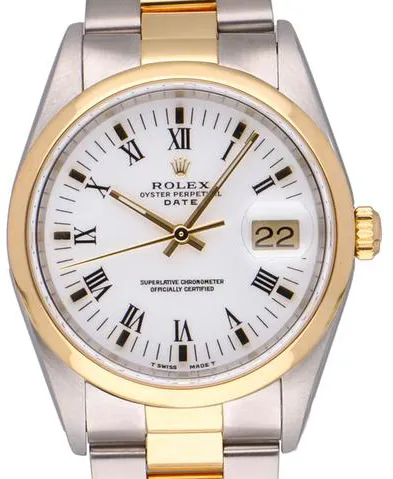 Rolex Oyster Perpetual Date 15203 34mm Yellow gold and Stainless steel White