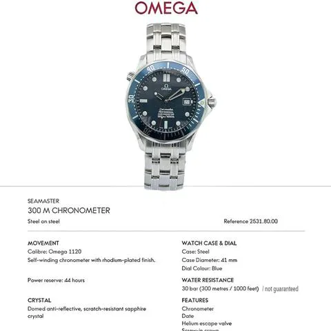 Omega Seamaster Diver 300M 25318000 41mm Stainless steel Blue 12