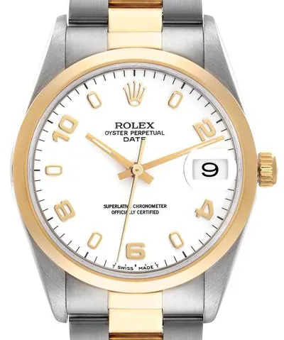 Rolex Oyster Perpetual Date 15203 34mm Yellow gold and Stainless steel White