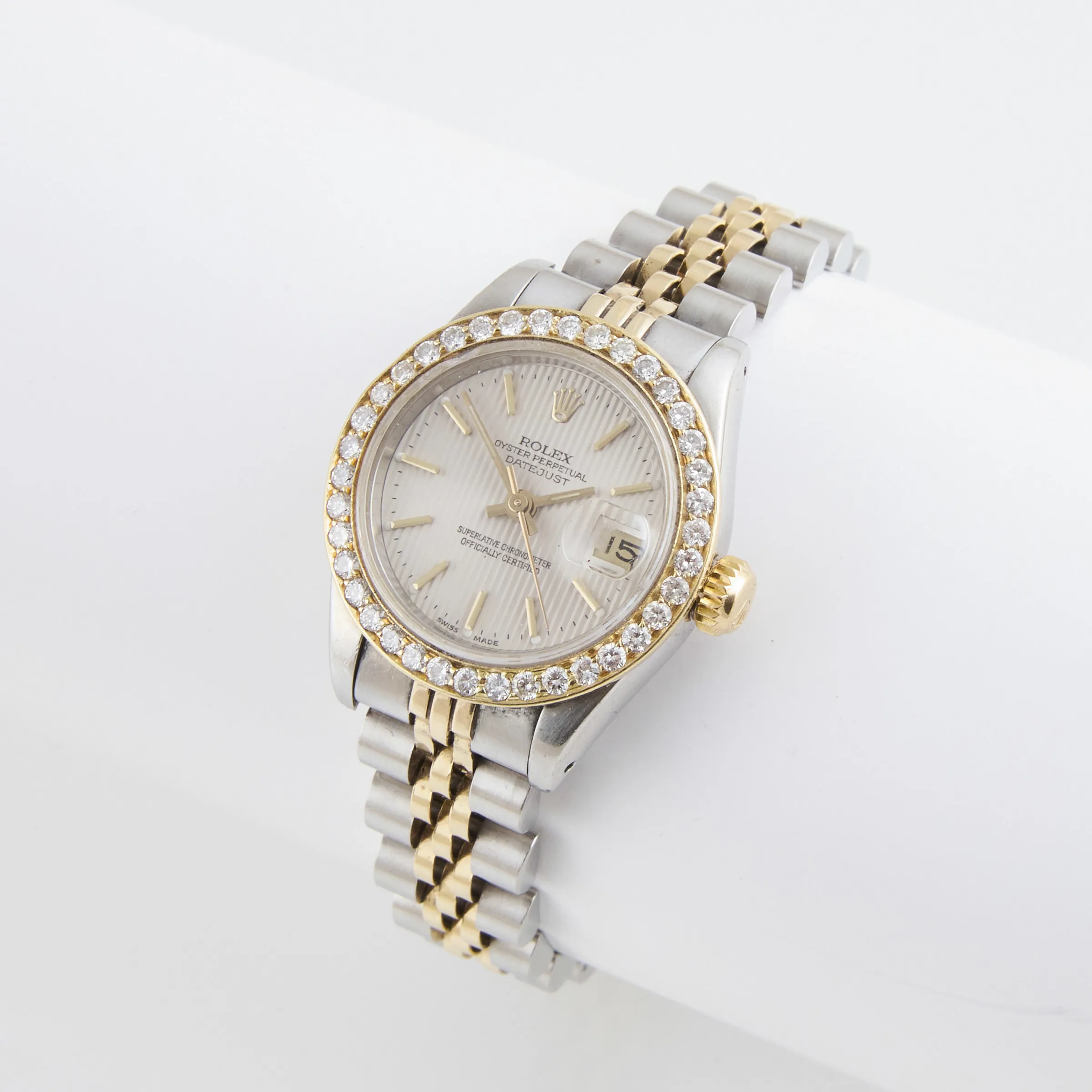 Rolex Lady-Datejust 69173 26mm Yellow gold, stainless steel and diamond-set Silver