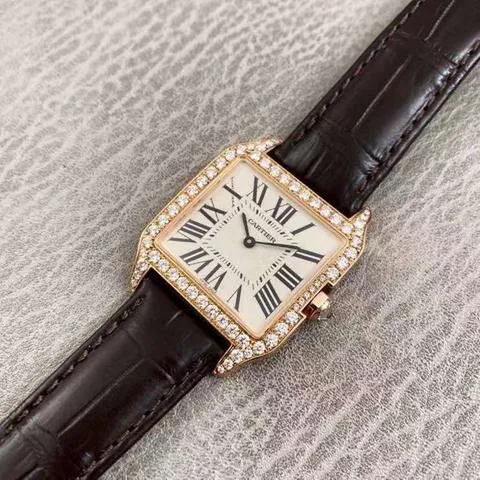 Cartier Santos WH100351 30.5mm Rose gold Silver 2