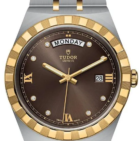 Tudor Royal M28603-0008 41mm Yellow gold and Stainless steel Brown 1