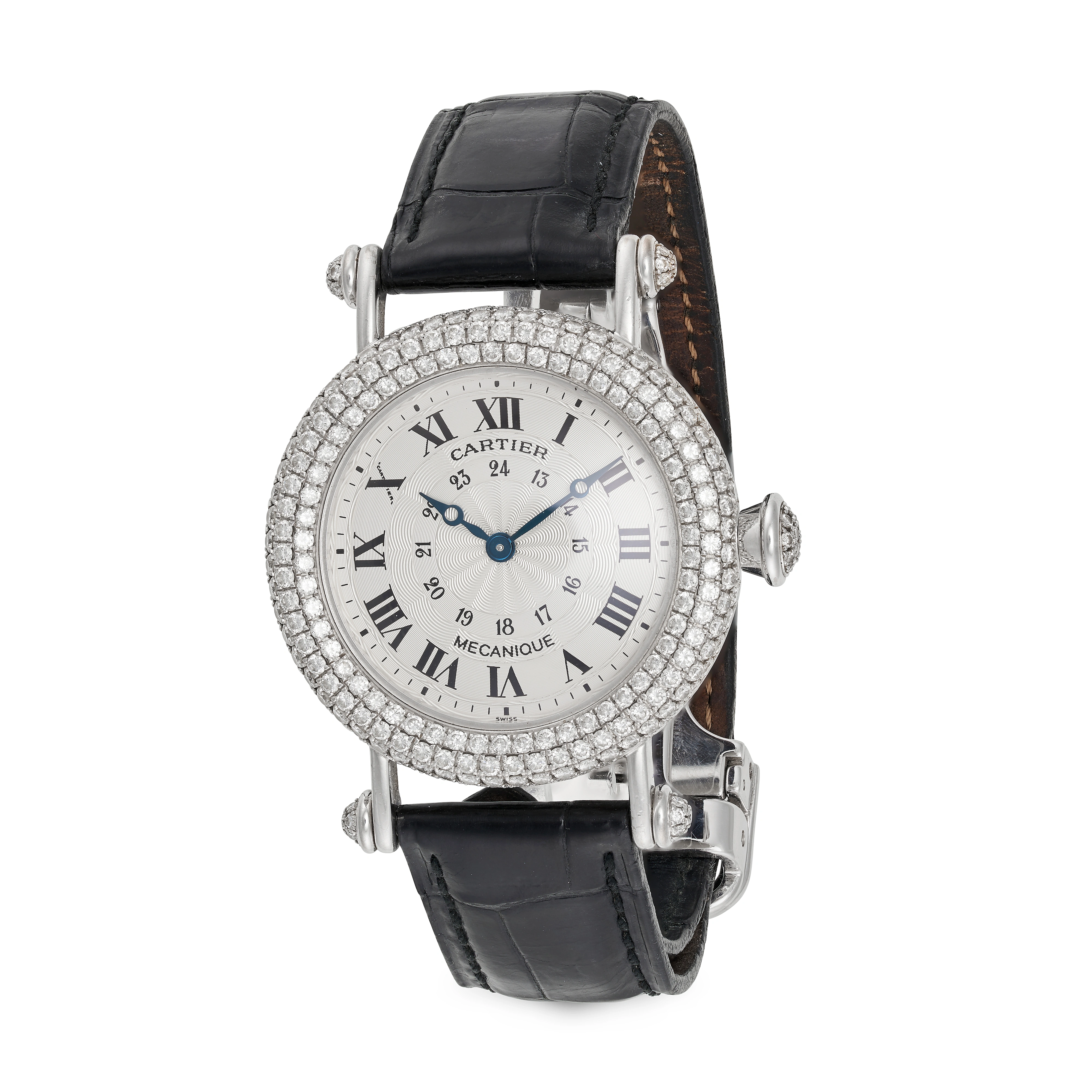 Cartier Diabolo Mecanique 1454 32mm White gold and Diamond Silver