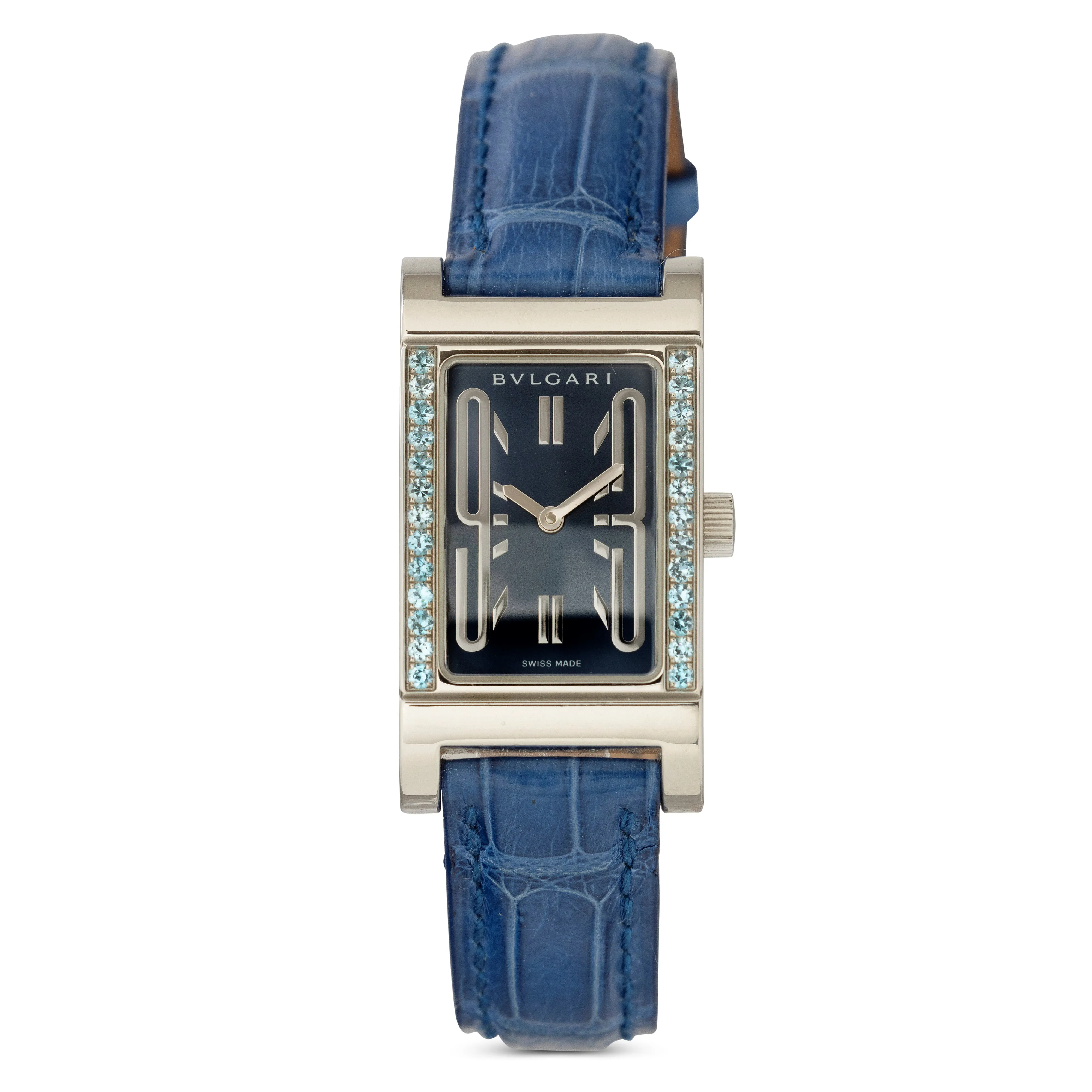 Bulgari Rettangolo 21mm Stainless steel Blue