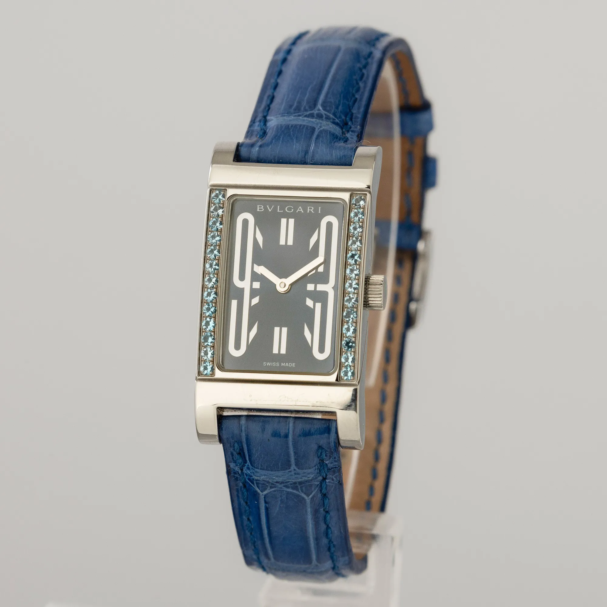 Bulgari Rettangolo 21mm Stainless steel Blue 1