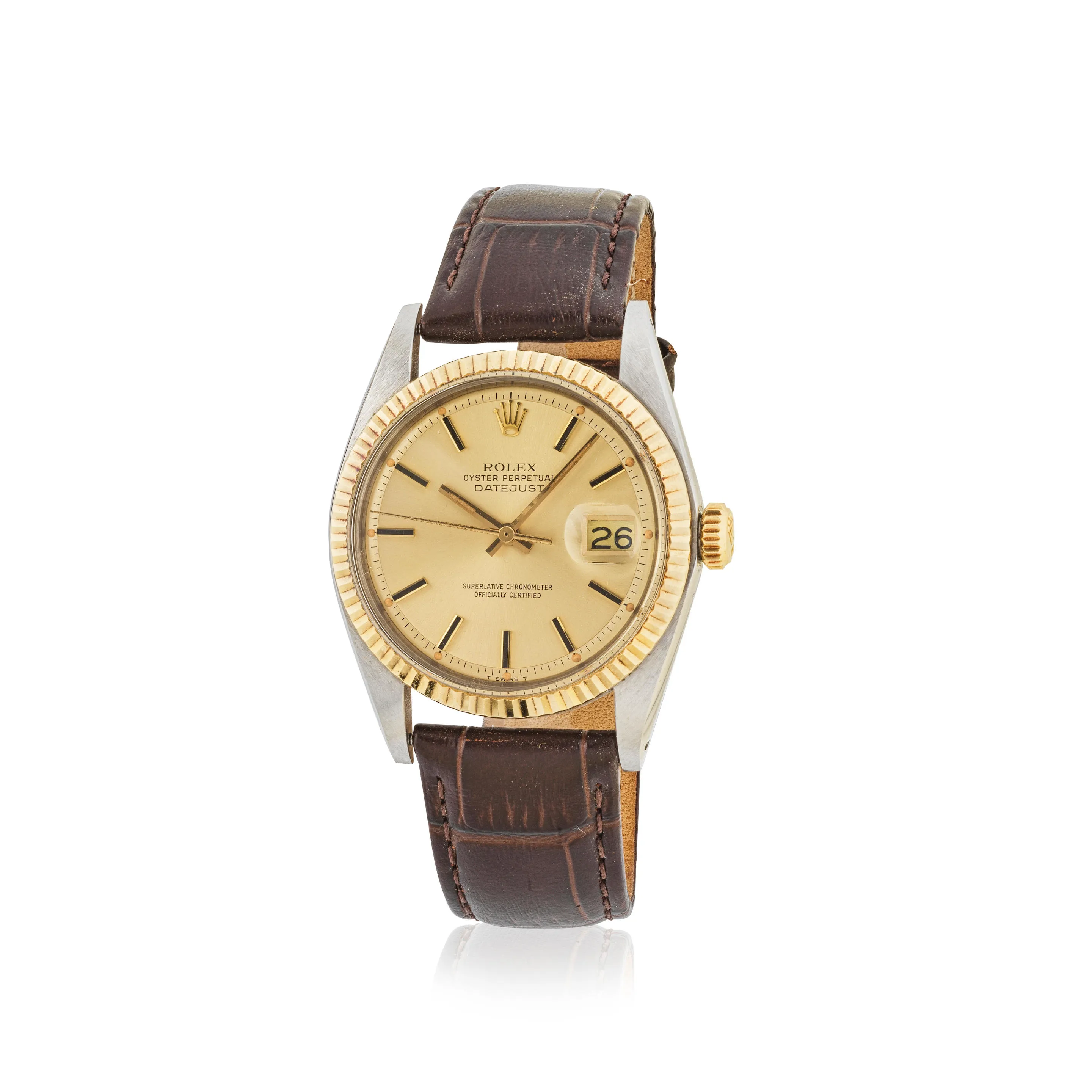 Rolex Datejust 1601 36mm Yellow gold and stainless steel Champagne