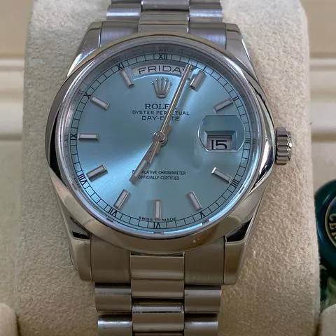 Rolex Day-Date 36 118206 36mm Platinum Blue 1