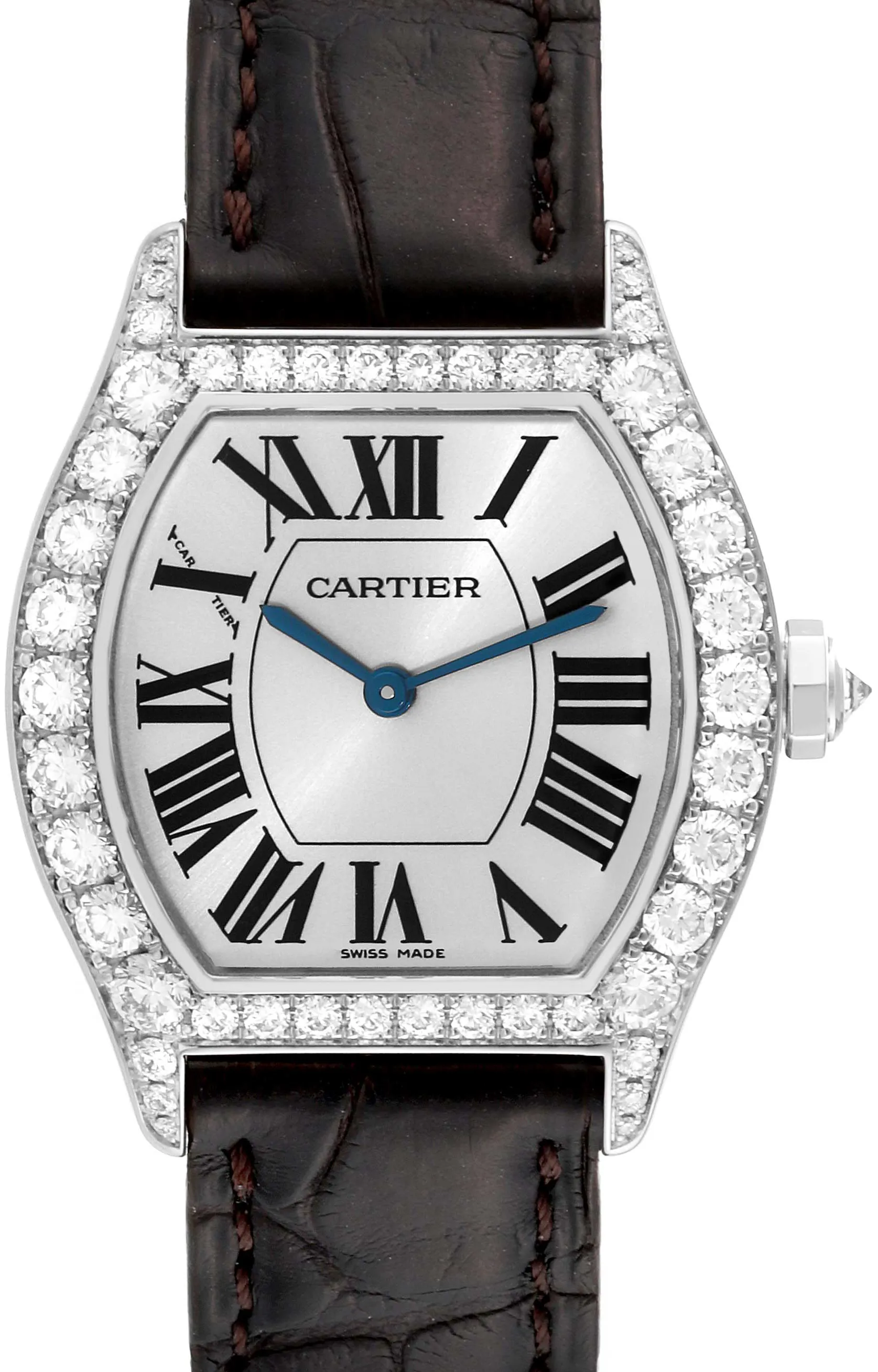 Cartier Tortue WA507231 34mm White gold and 18k white gold Silver sunray