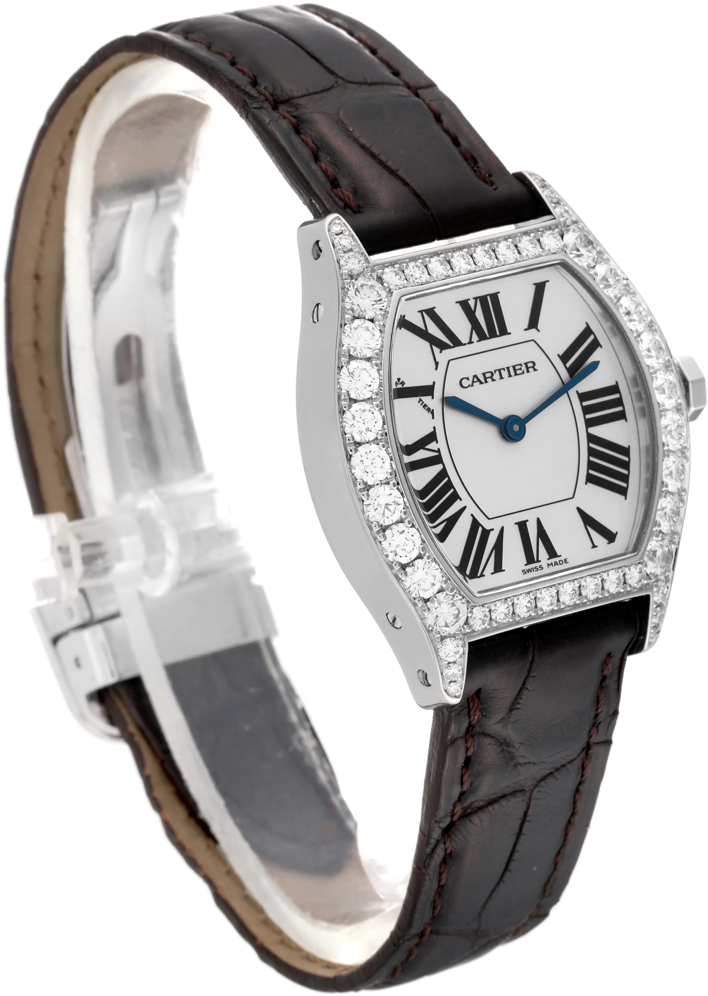 Cartier Tortue WA507231 34mm White gold and 18k white gold Silver sunray 1