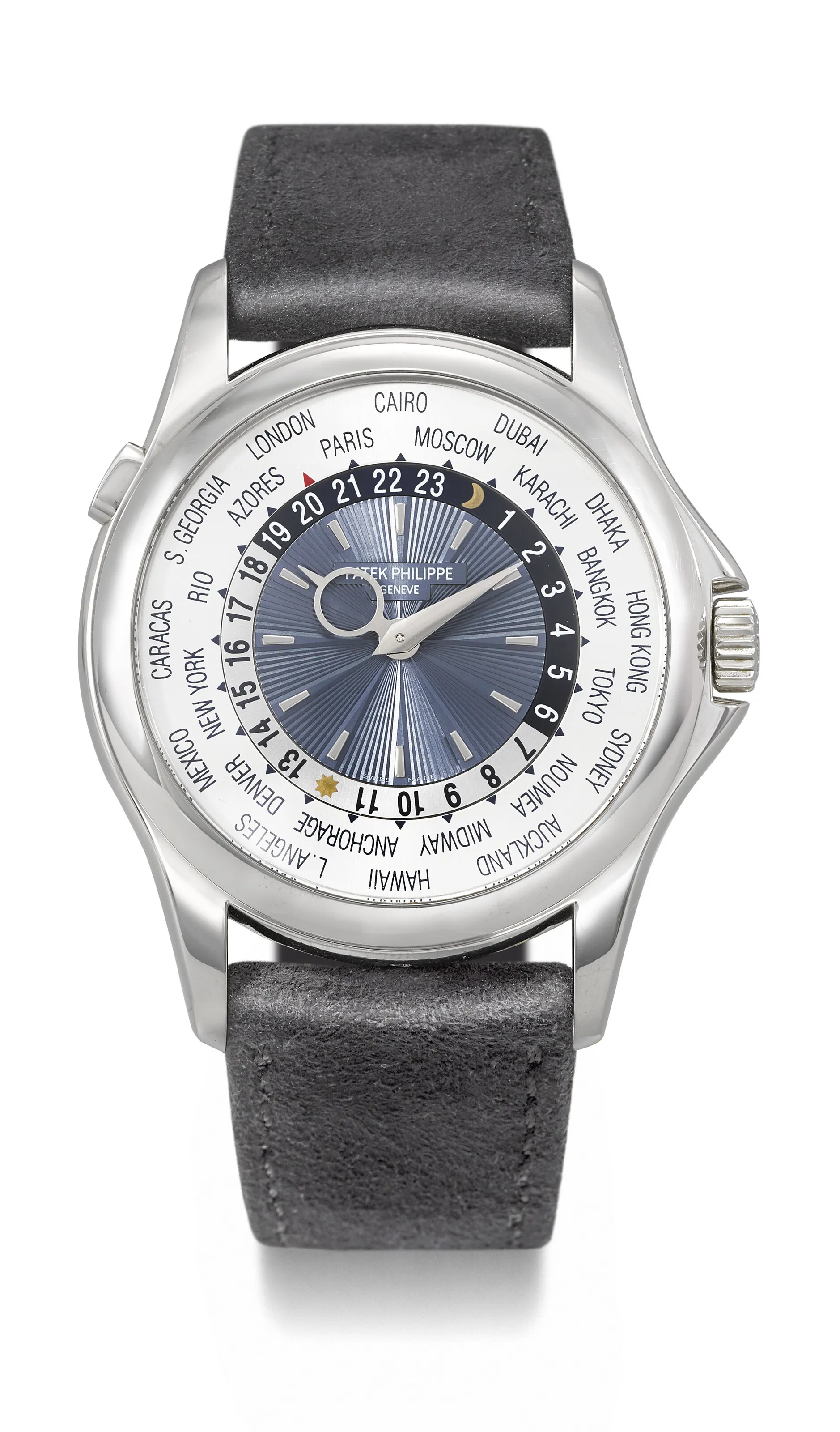 Patek Philippe World Time 5130P-001 39.5mm Platinum Blue