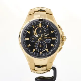 Seiko Coutura Solar Perpetual Chronograph SSC572P Stainless steel and Gold-plated Black