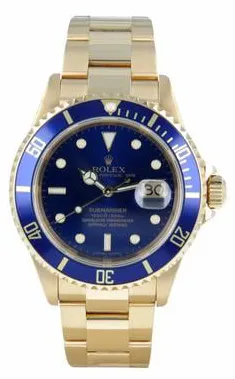 Rolex Submariner Date 16618LB 40mm Yellow gold Blue