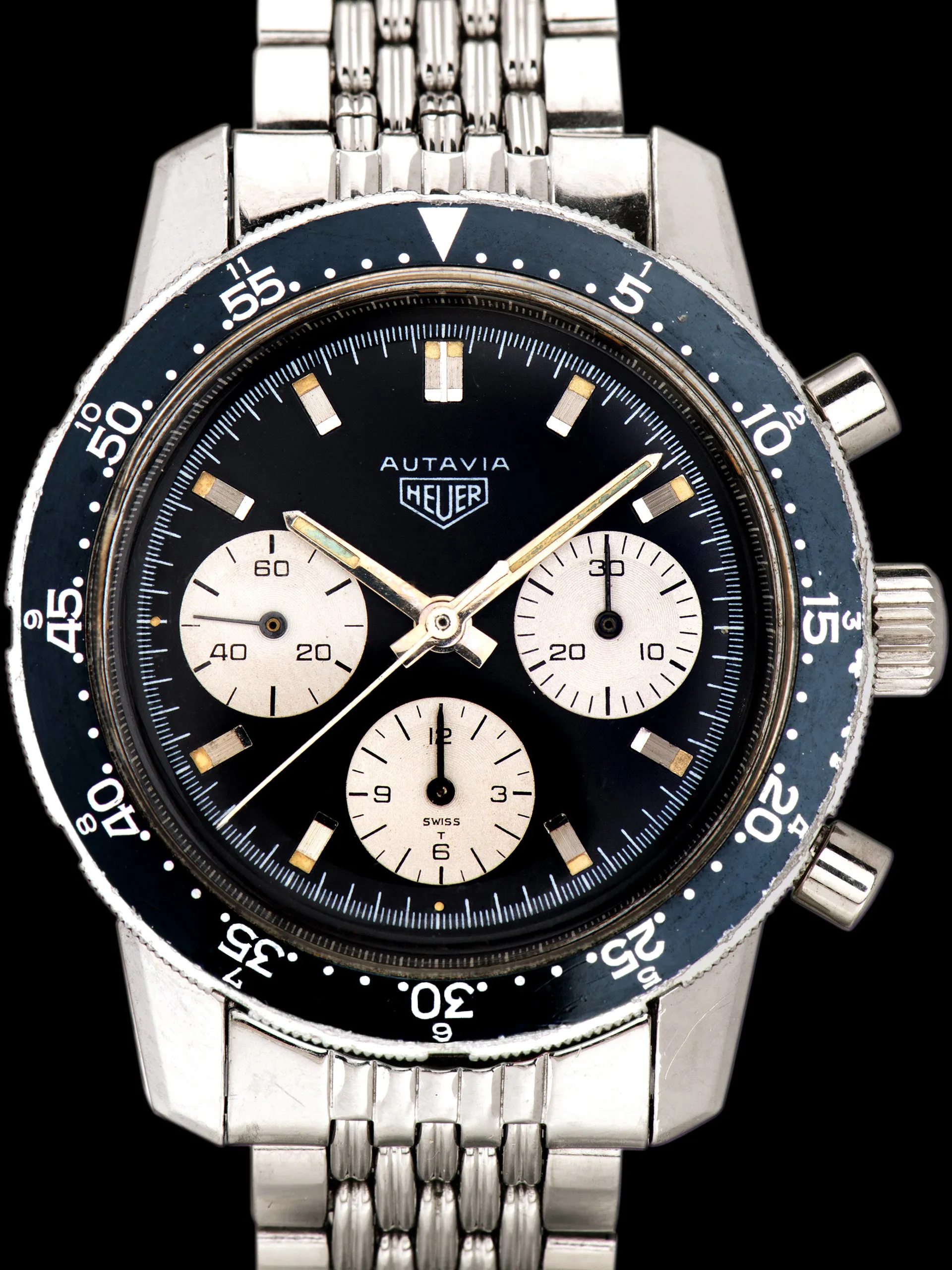 Heuer Autavia 2446C 40mm Stainless steel Black