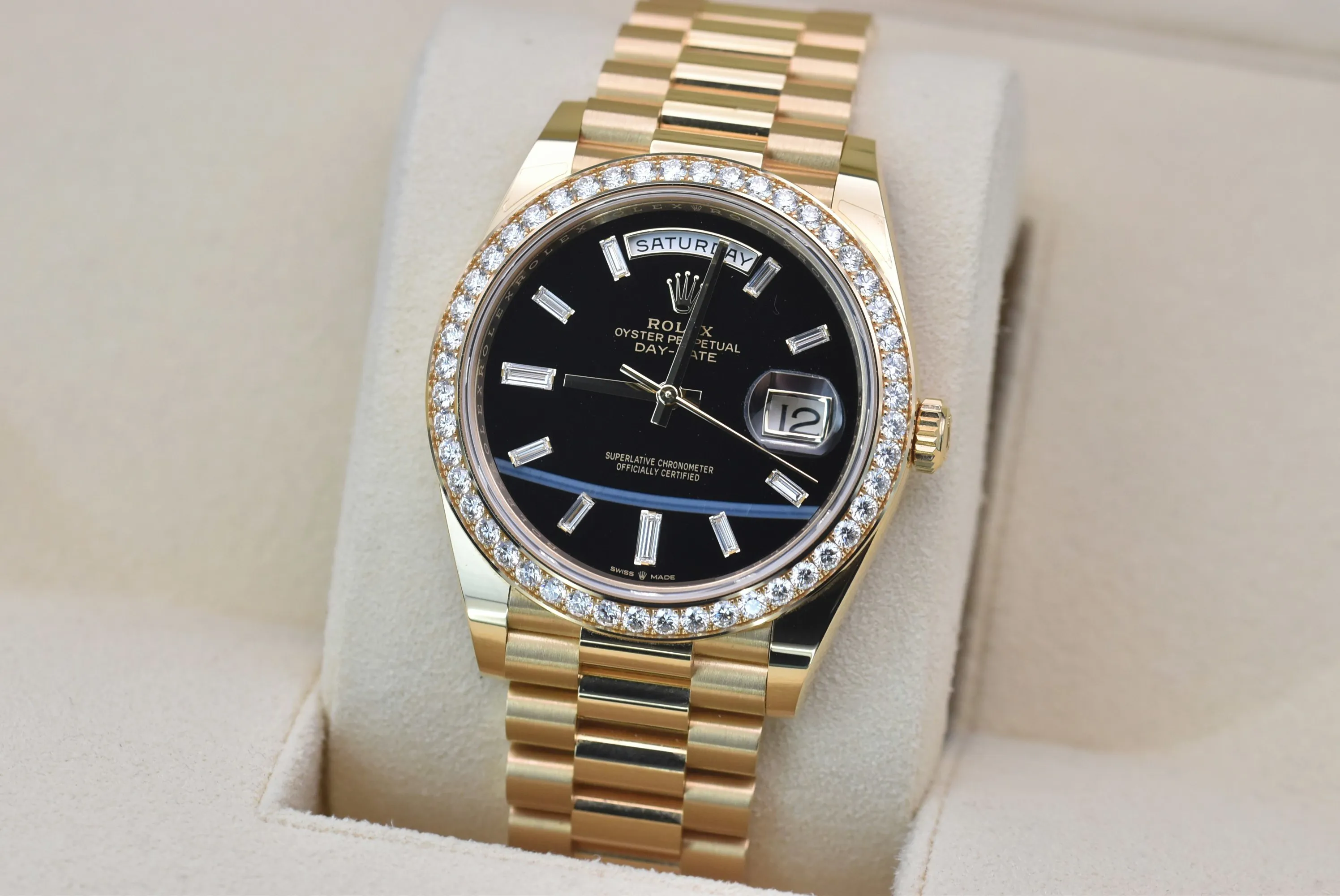 Rolex Day Date 228348RBR 40mm Yellow gold and Diamond Onyx