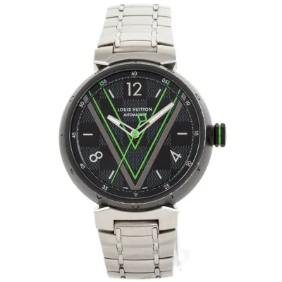 Louis Vuitton Tambour Damier Graphite Race QA131Z 41.5mm Stainless steel and PVD Black