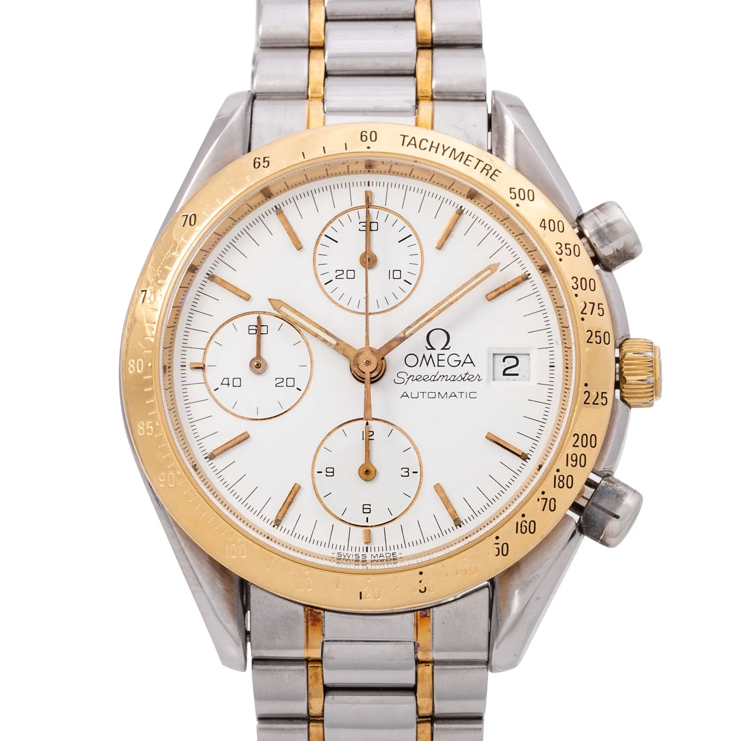 Omega Speedmaster Date 175.0043 39mm Yellow gold and stainless steel White