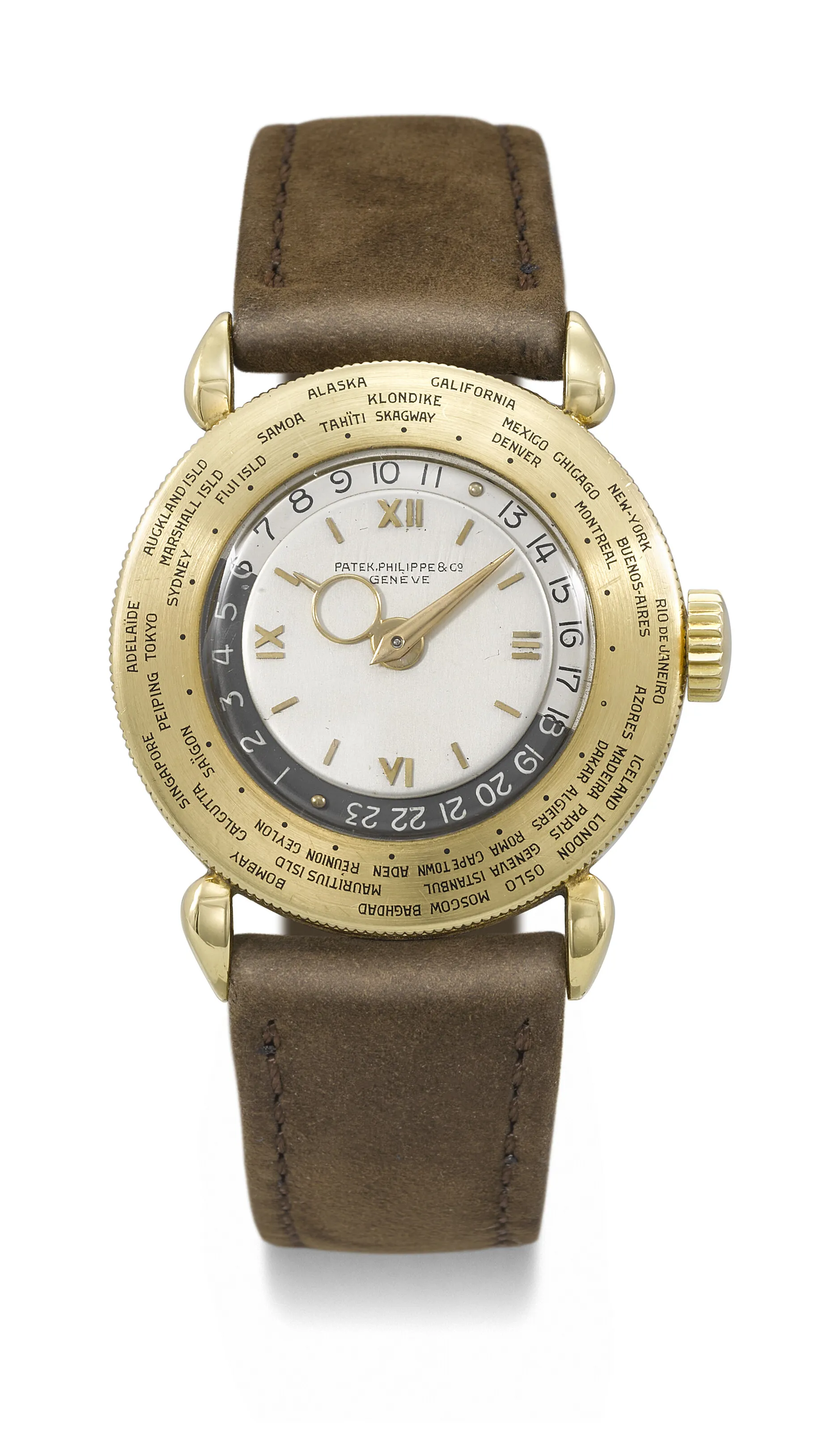 Patek Philippe World Time 1415 31mm Yellow gold Silver