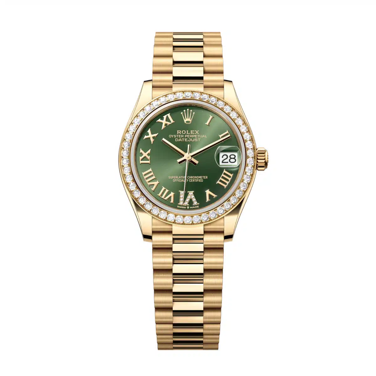 Rolex Datejust 278288RBR-0024 31mm 18k yellow gold Green