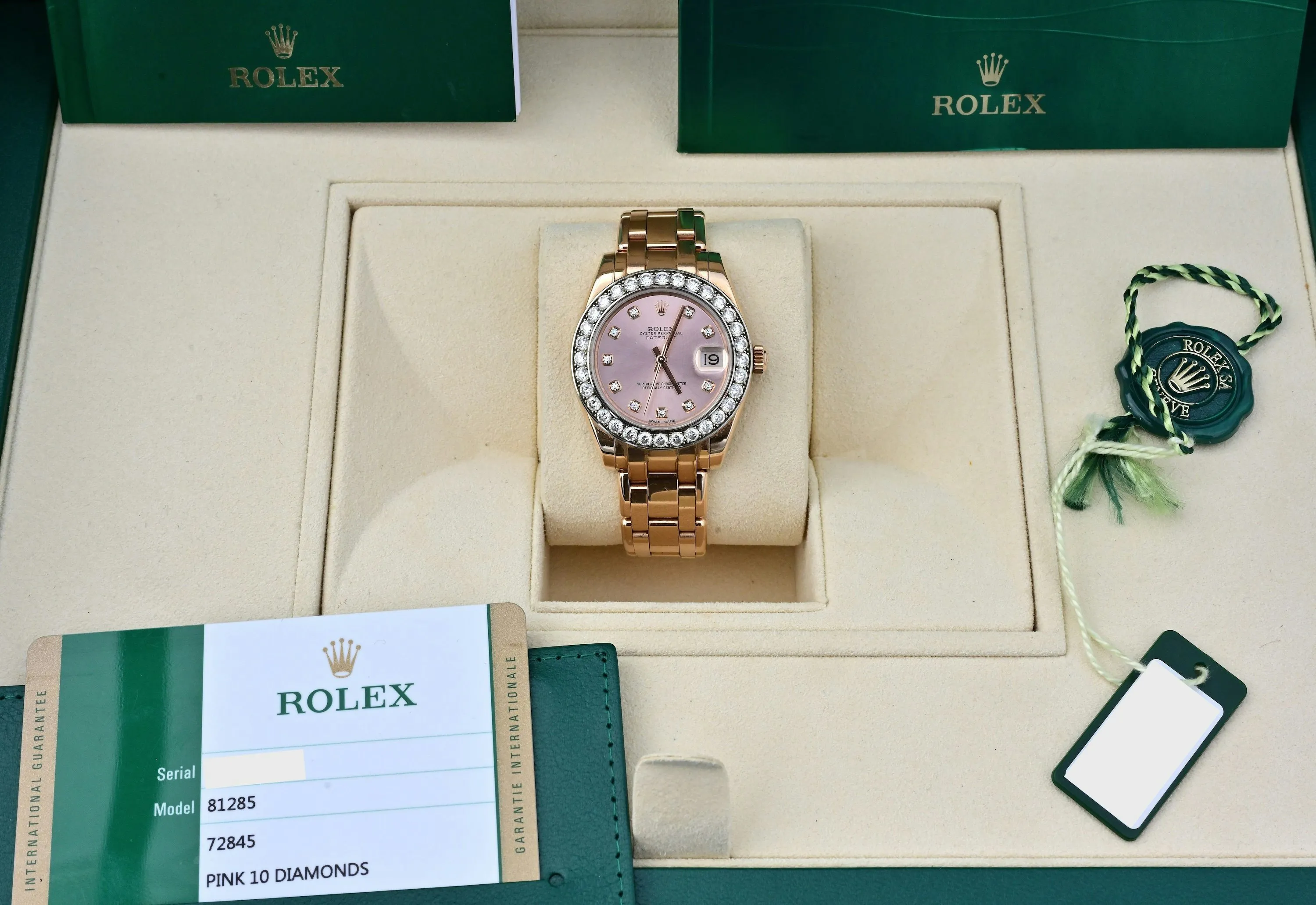 Rolex Pearlmaster 81285 34mm Rose gold and Diamond Rose 19