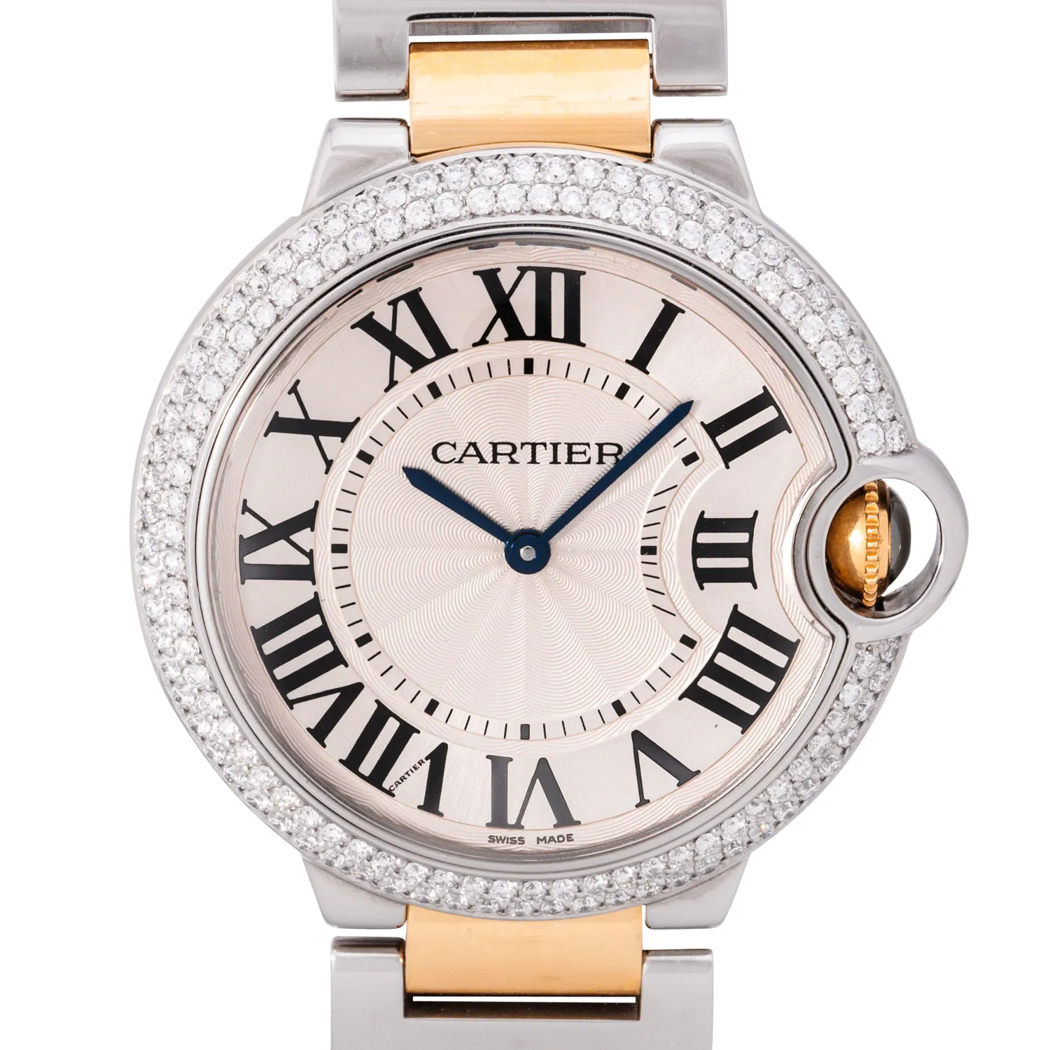 Cartier Ballon Bleu 3005 36mm Yellow gold and Stainless steel and Diamond Silver