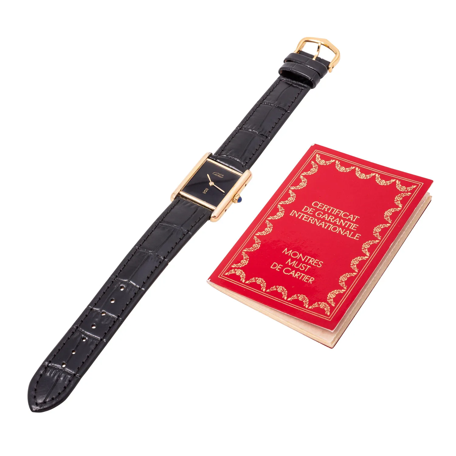 Cartier Tank 810006 23mm Gold-plated Black 7