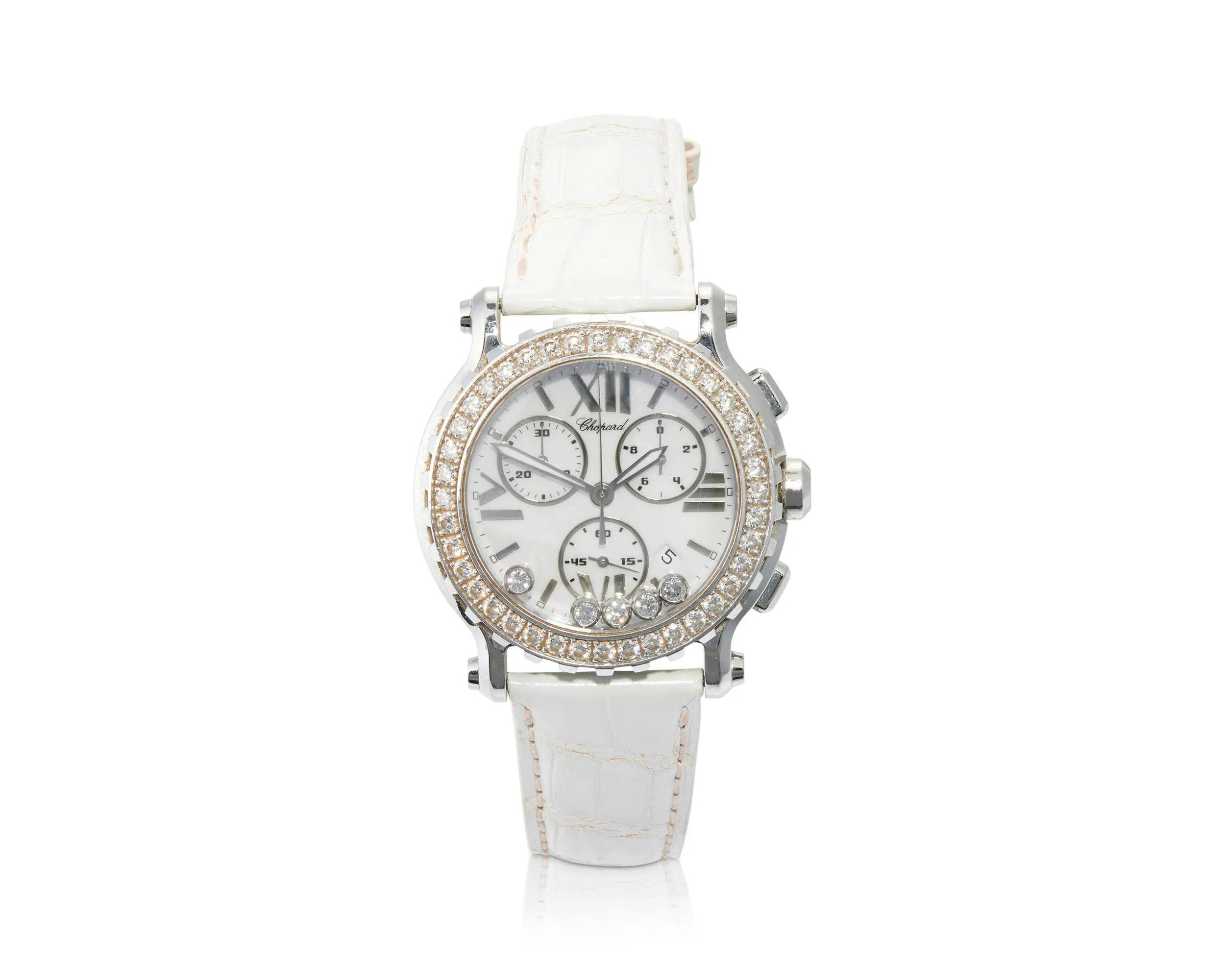 Chopard Happy Sport 38mm Stainless steel and diamonds White