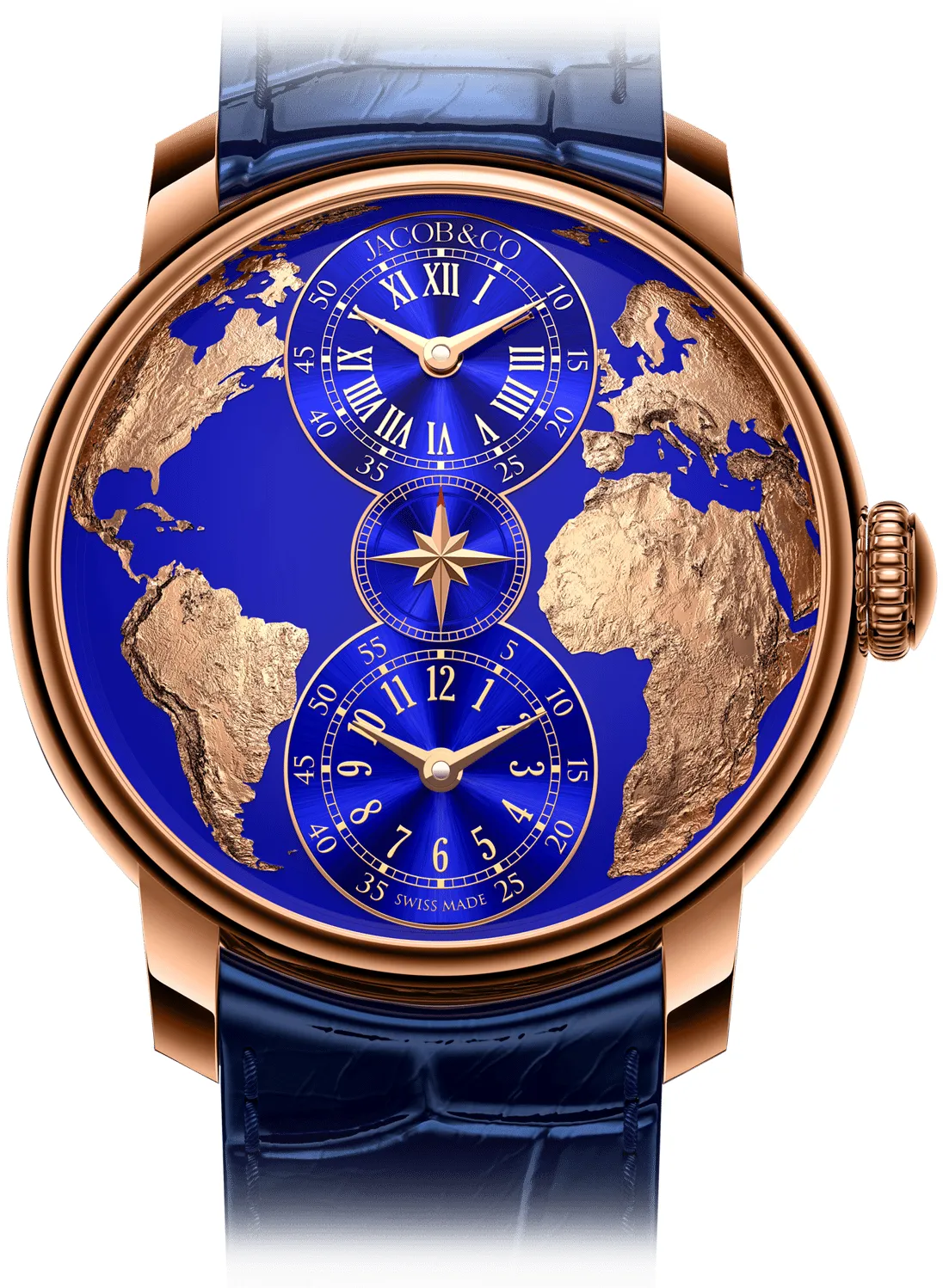 Jacob & Co. Time Zone DT100.40.AA.AA.ABALA 43mm Rose gold Blue