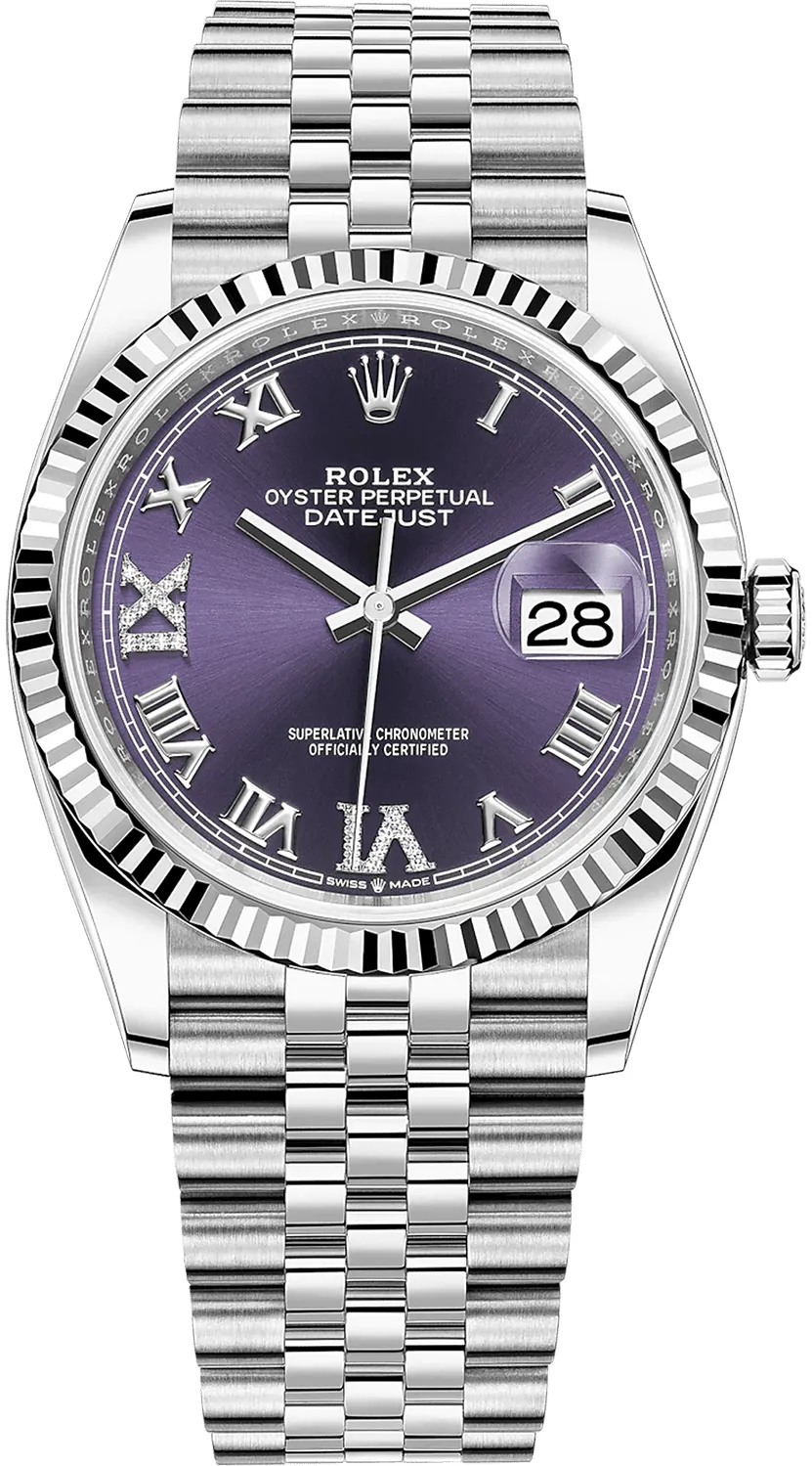 Rolex Datejust 36 126234-0021 36mm White gold and Oystersteel Purple