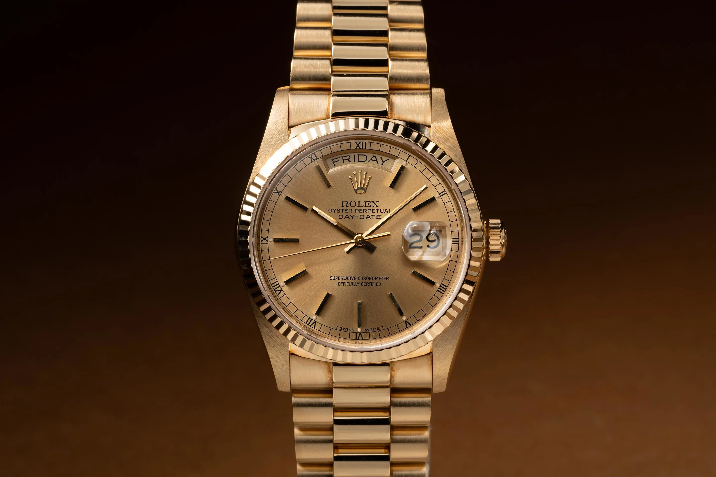 Rolex Day-Date 18038 36mm Yellow gold Champagne