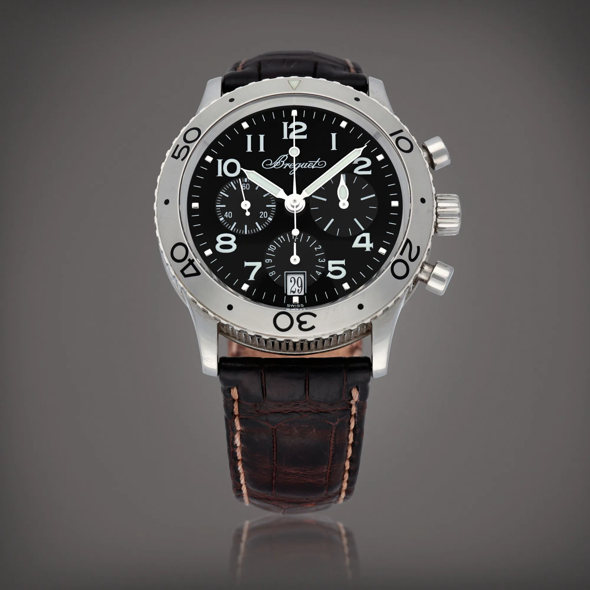 Breguet Type XX Transatlantique 3820 39mm Stainless steel Black 1