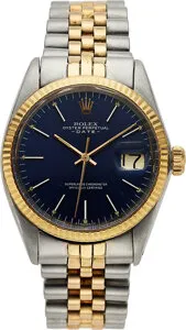 Rolex Oyster Perpetual Date 1500 34mm Yellow gold and stainless steel Blue