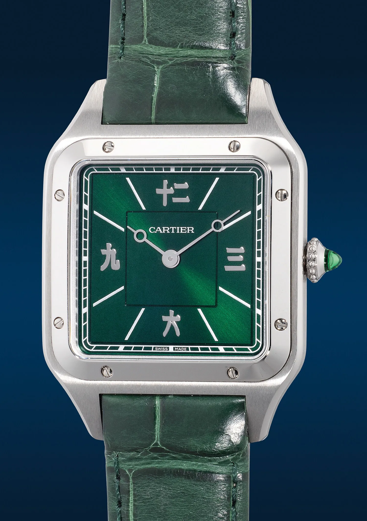 Cartier Santos Dumont L "Les Flaneurs" WSSA0066 31.5mm Stainless steel Green