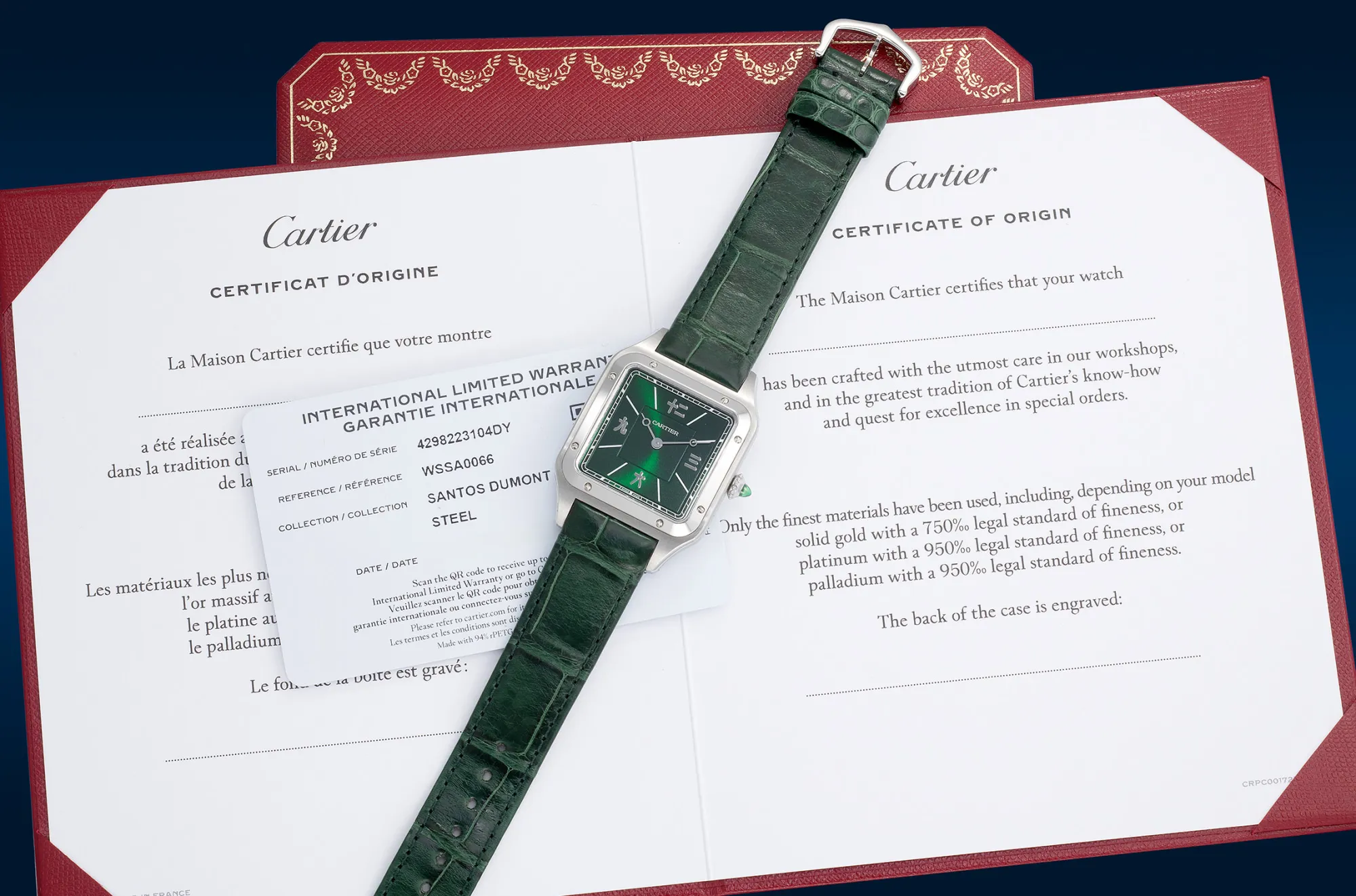 Cartier Santos Dumont L "Les Flaneurs" WSSA0066 31.5mm Stainless steel Green 1