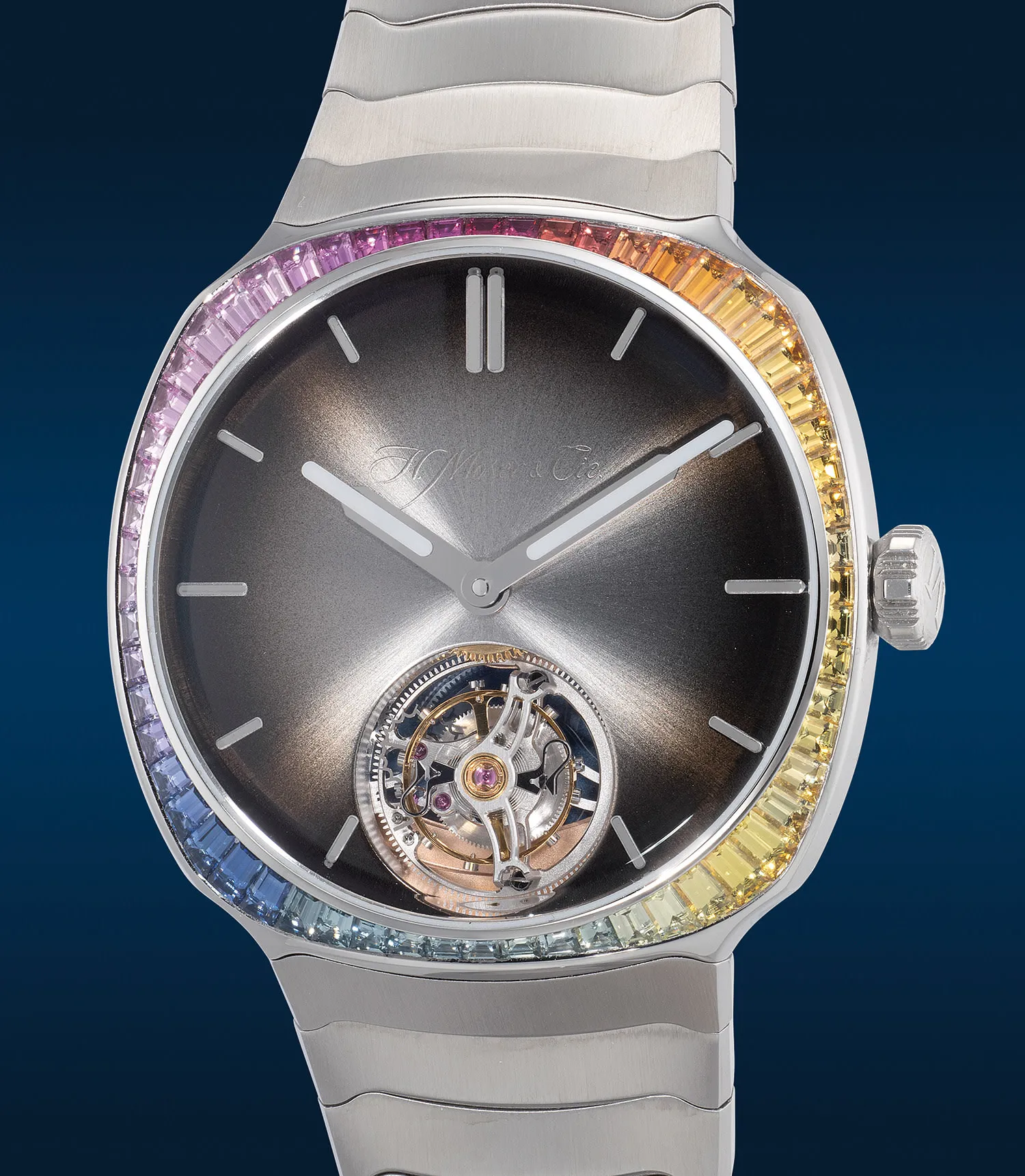 H. Moser & Cie. Streamliner Tourbillon Rainbow 6804-1201 40mm Stainless steel and Sapphire Gray