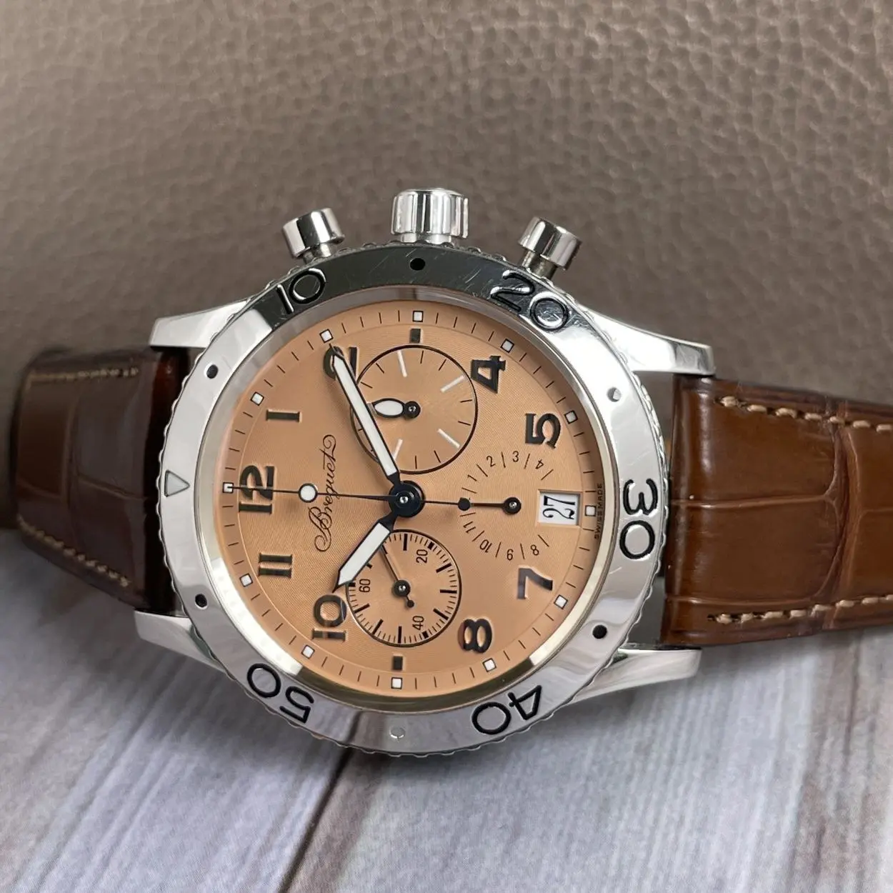 Breguet Type XX Transatlantique 3827 39mm Platinum Salmon 2