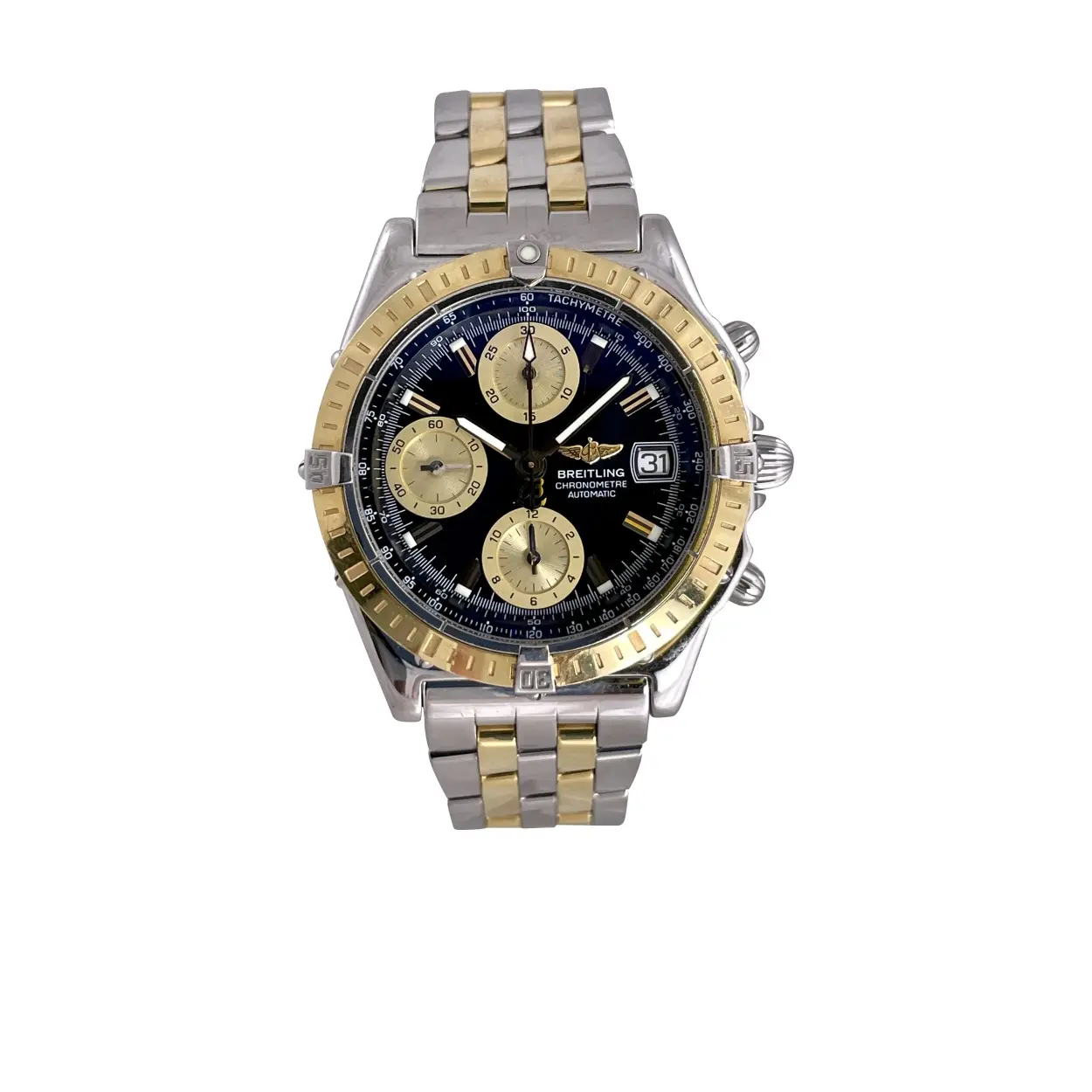 Breitling Chronomat D13352 39mm Yellow gold and stainless steel Black