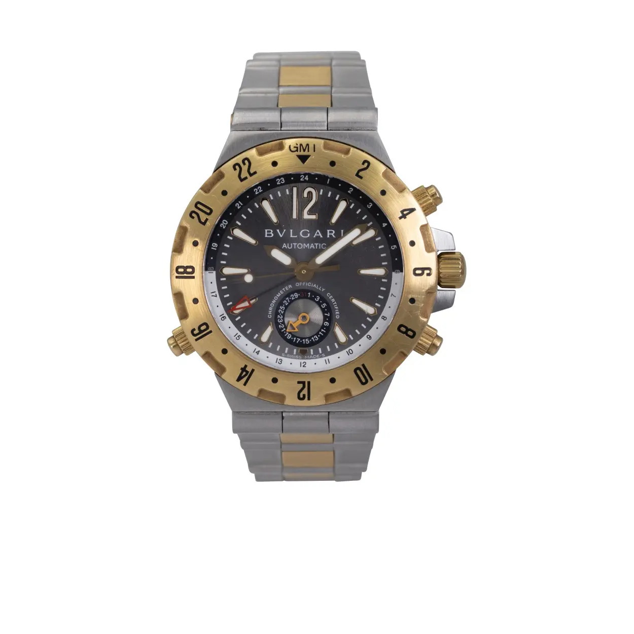 Bulgari Diagono Professional GMT GMT 40 SG 40mm Yellow gold and Stainless steel Anthracite