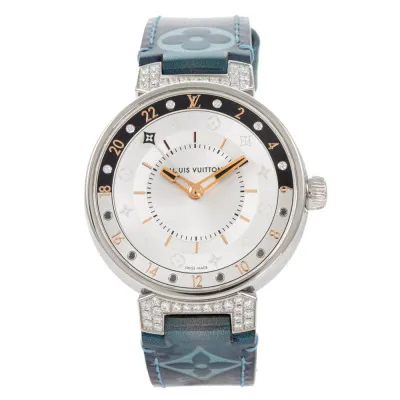 Louis Vuitton Tambour 30mm Stainless steel and Diamond Silver