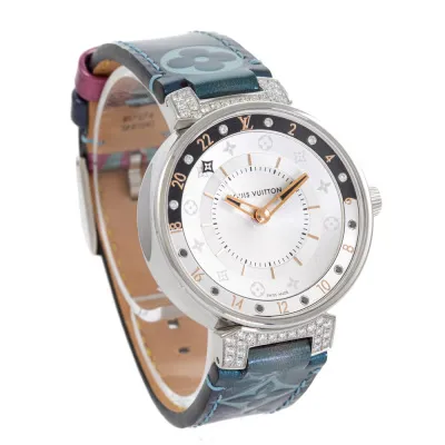 Louis Vuitton Tambour 30mm Stainless steel and Diamond Silver 1