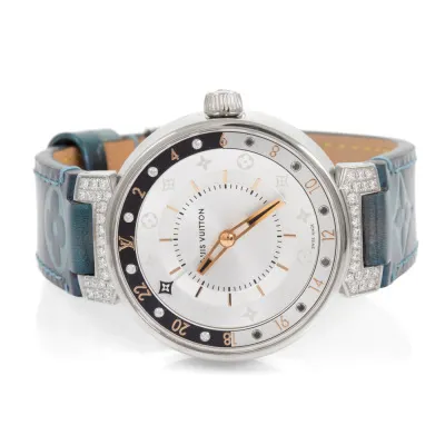 Louis Vuitton Tambour 30mm Stainless steel and Diamond Silver 2