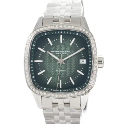 Raymond Weil Freelancer 2490-STS-52051. 34.5mm Stainless steel and Diamond Green