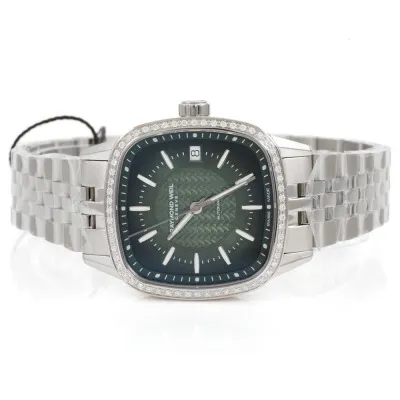 Raymond Weil Freelancer 2490-STS-52051. 34.5mm Stainless steel and Diamond Green 4