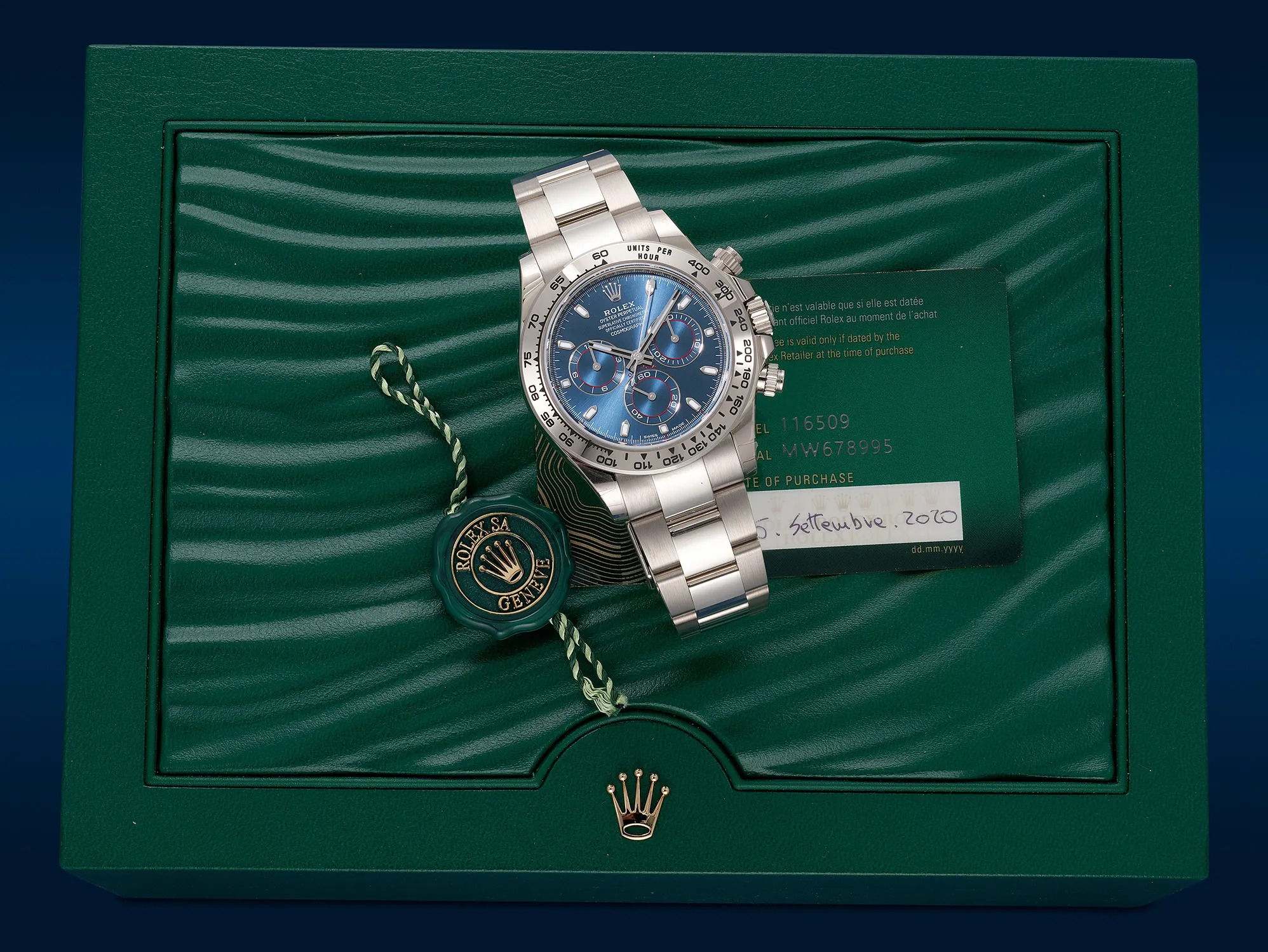 Rolex Daytona 116509 40mm White gold Blue 1