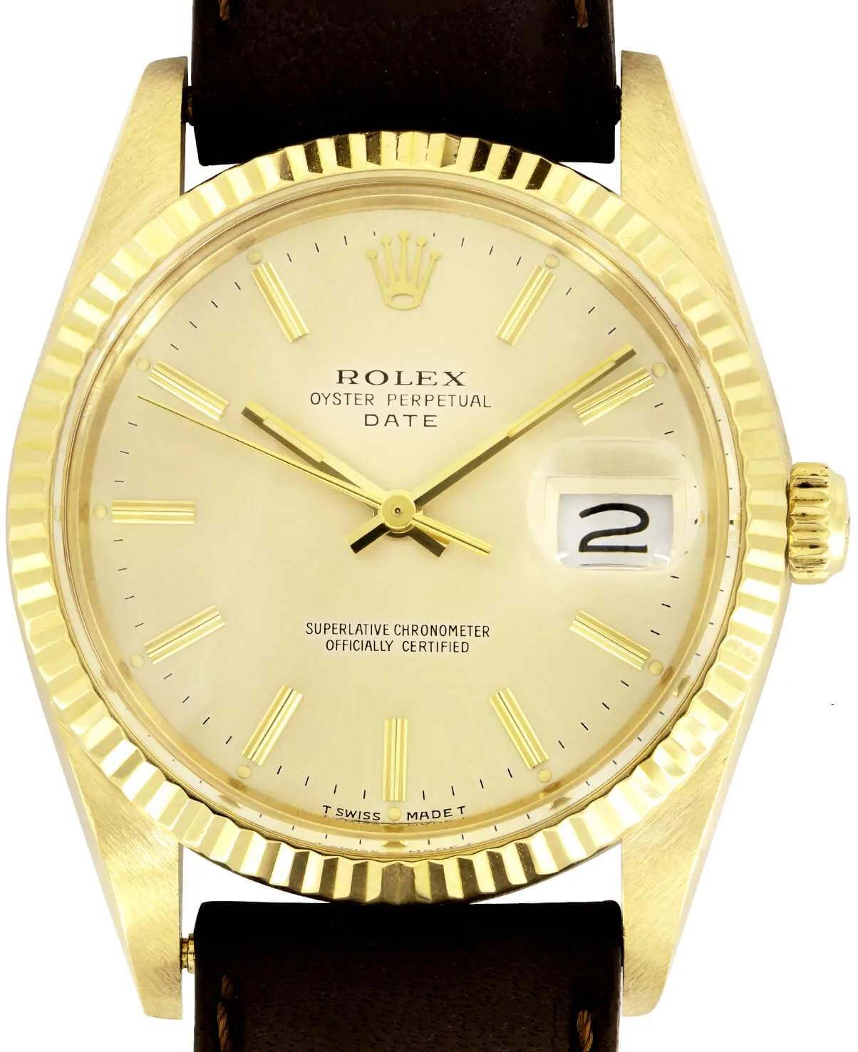 Rolex Oyster Perpetual Date 15038 34mm Yellow gold Champagne