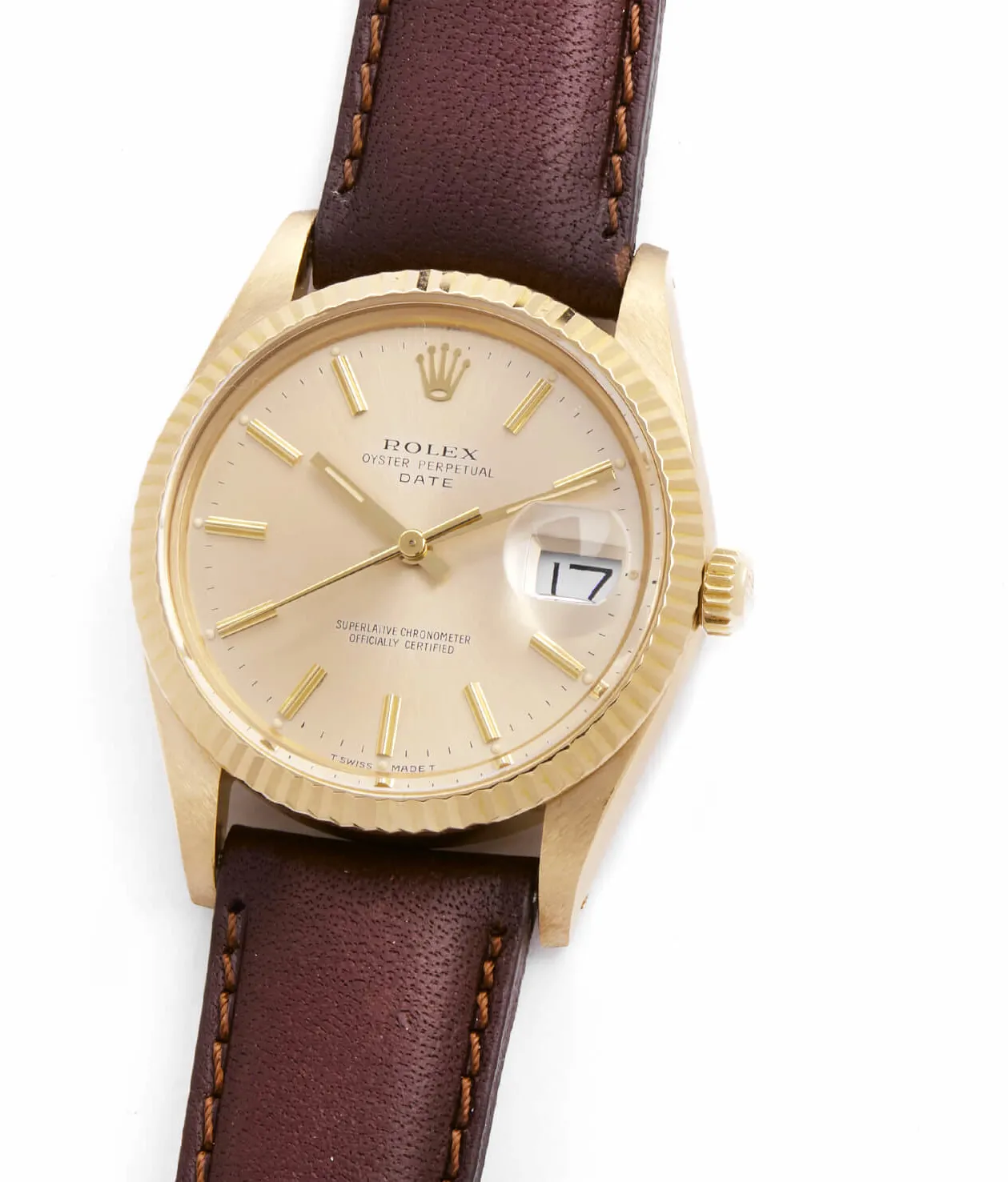 Rolex Oyster Perpetual Date 15038 34mm Yellow gold Champagne