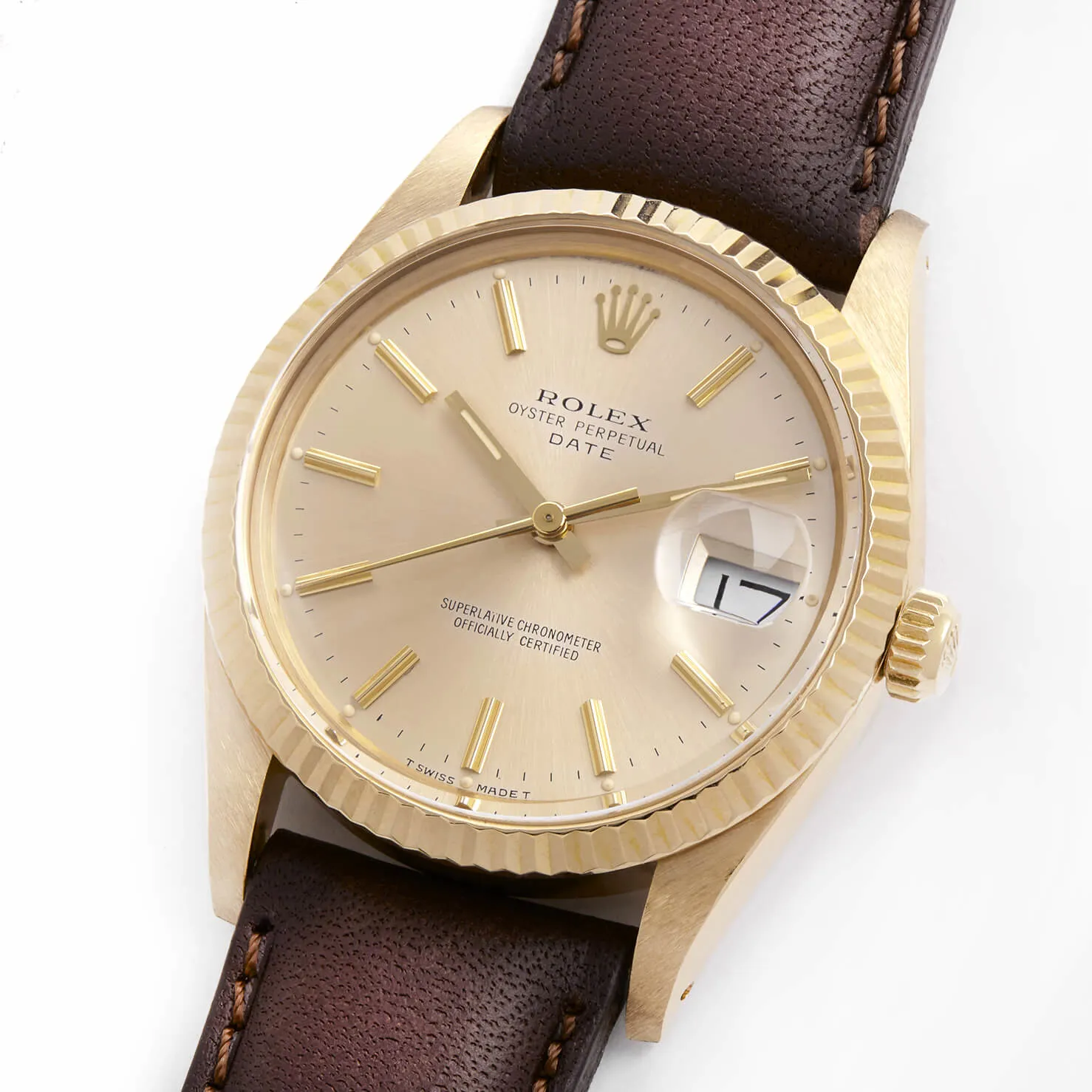 Rolex Oyster Perpetual Date 15038 34mm Yellow gold Champagne 1