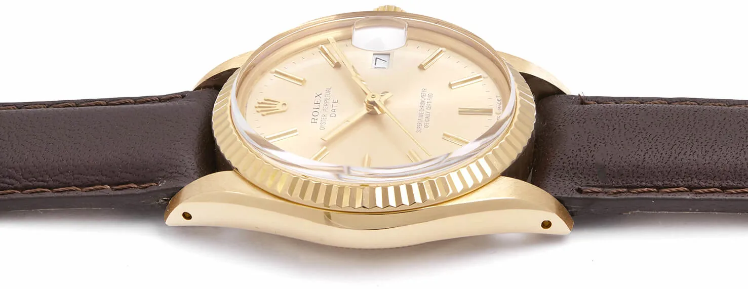 Rolex Oyster Perpetual Date 15038 34mm Yellow gold Champagne 2