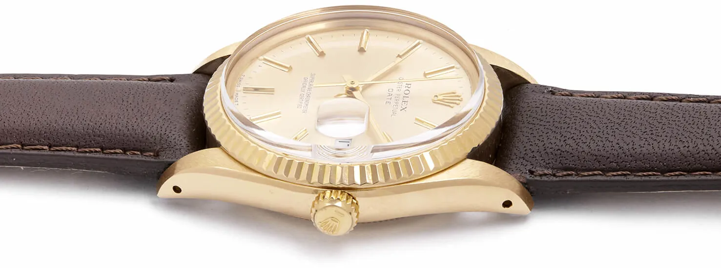 Rolex Oyster Perpetual Date 15038 34mm Yellow gold Champagne 3